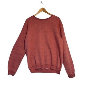 Pacific & Co Womens Coral Pink Solid Crew Neck Sweatshirt Size Large Cottagecore